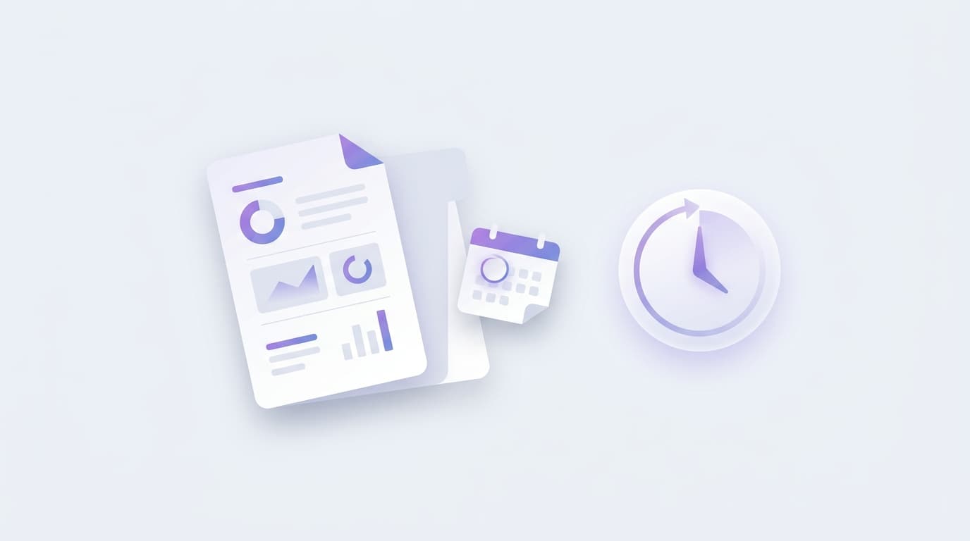 Un rapport mensuel soigné, un calendrier et une horloge